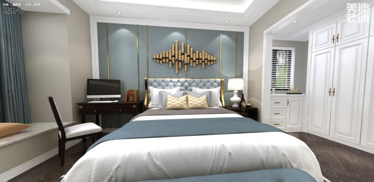 江山壹號200平米新古典風(fēng)格裝修效果圖--臥室