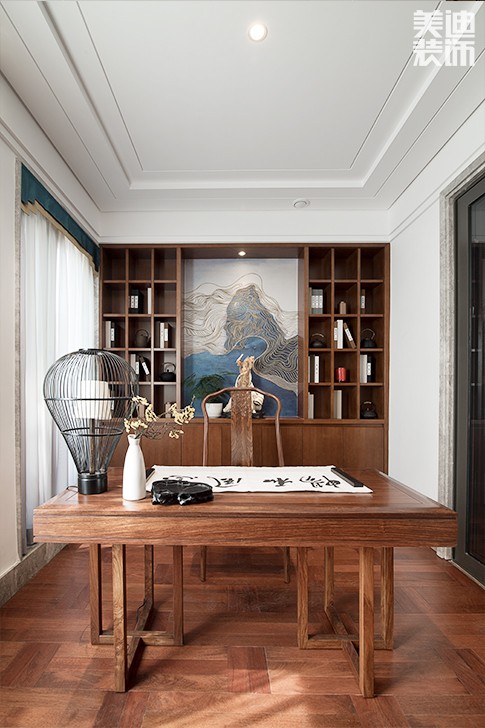 青竹園·曦園 295㎡書香之家，新中式裝修實(shí)拍圖--書房