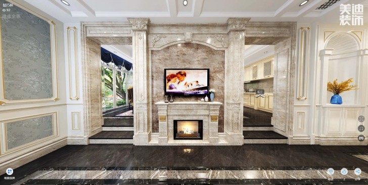碧桂園-春江翠韻300平米法式風(fēng)格裝修案例效果圖--電視背景