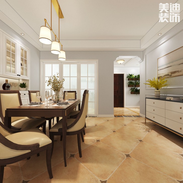 八方小區(qū)140平米簡美風(fēng)格裝修案例效果圖--餐廳