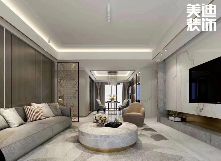 清溪川188平米現(xiàn)代輕奢風(fēng)格裝修案例效果圖--客廳