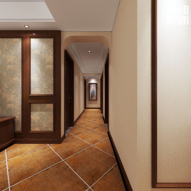 華潤橡樹灣140平米美式風格裝修案例效果圖--過道