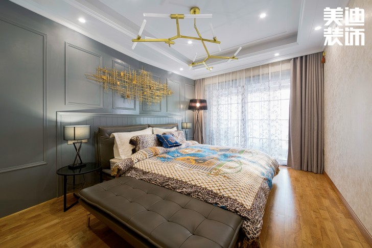 北辰定江洋260㎡現(xiàn)代混搭風(fēng)格裝修案例實拍圖-臥室