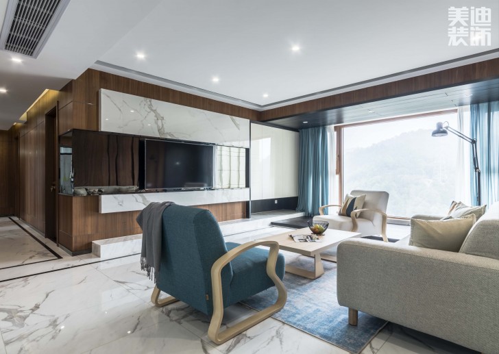 云頂梅溪湖160㎡現(xiàn)代簡約風(fēng)格裝修案例實(shí)拍圖--客廳