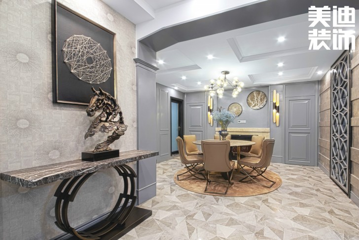 北辰定江洋260㎡現(xiàn)代混搭風(fēng)格裝修案例實拍圖-玄關(guān)