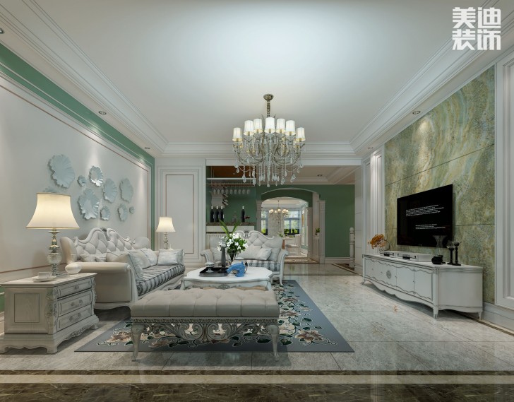 艾美瀟湘280平米現(xiàn)代歐式風格實景圖--客廳