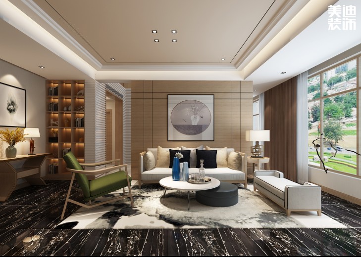 艾美瀟湘220平米新中式風格案例圖--客廳
