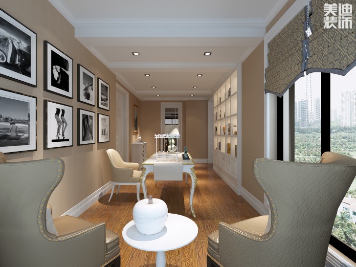 艾美瀟湘280平米現(xiàn)代歐式風格實景圖--書房