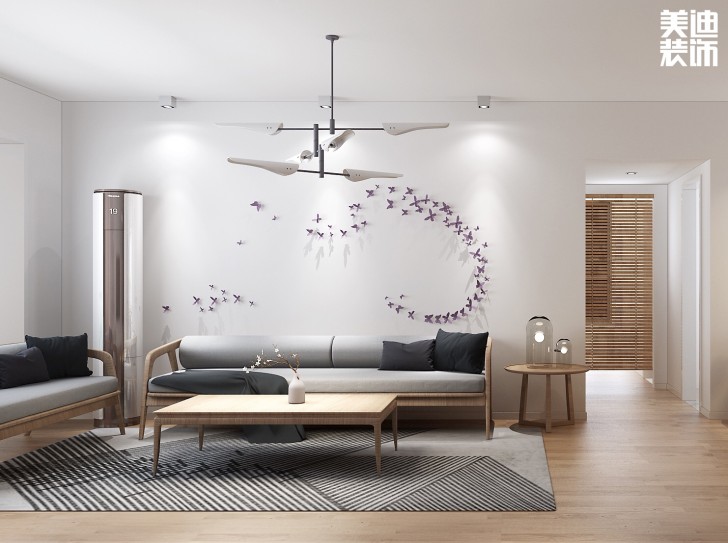 鑫遠(yuǎn)和城105平方米現(xiàn)代日式風(fēng)格案例圖--客廳