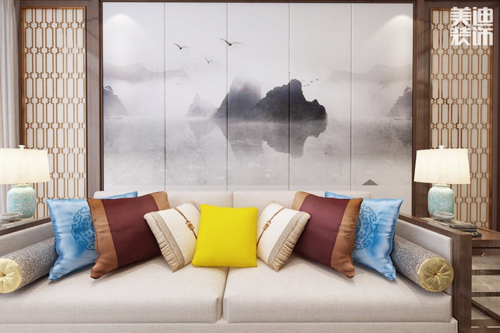 南山蘇迪亞諾500平米新中式風(fēng)格裝修案例效果圖--客廳