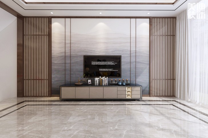 南山蘇迪亞諾500平米新中式風(fēng)格裝修案例效果圖--客廳