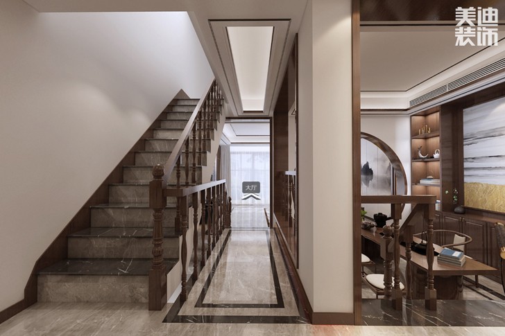 南山蘇迪亞諾500平米新中式風(fēng)格裝修案例效果圖--過(guò)道