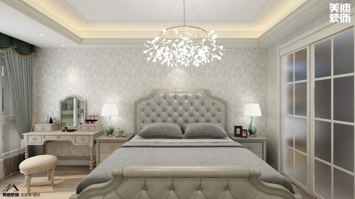 中航城140平米美式風(fēng)格裝修案例效果圖--臥室
