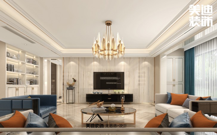 清溪川240平米港式風(fēng)格裝修案例效果圖--客廳