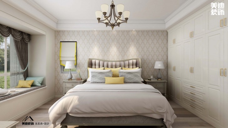 中航城140平米美式風(fēng)格裝修案例效果圖--臥室