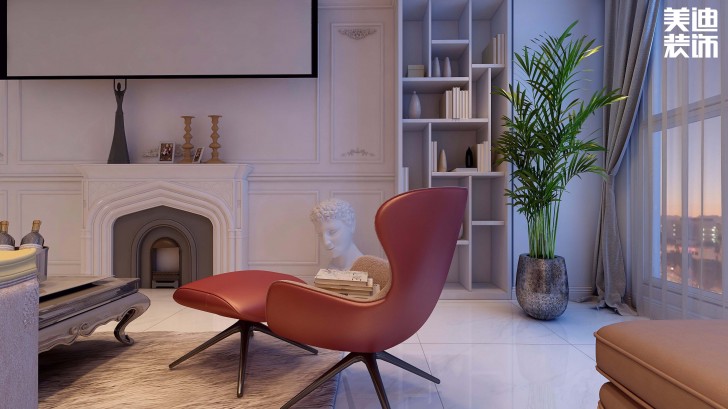 君華御庭87平方米法式網(wǎng)紅風(fēng)格裝修案例效果圖--客廳