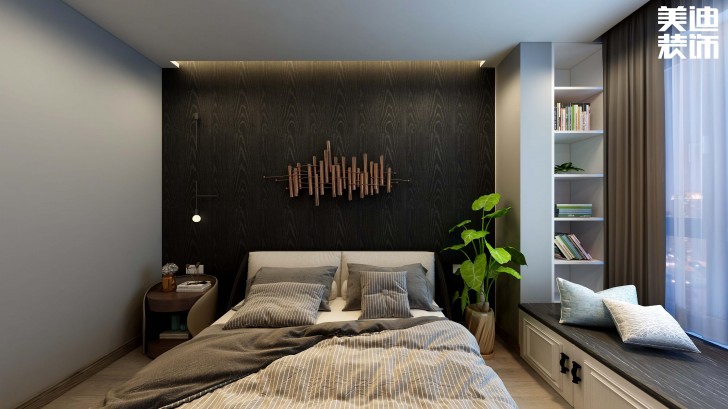 濱江中心城117平方米現(xiàn)代輕奢風格案例效果圖--臥室