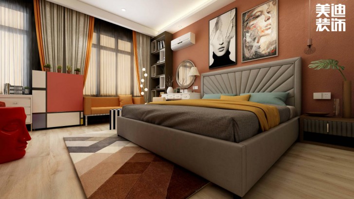 福捷.華中城124平方米折衷主義混搭風(fēng)格案例效果圖--臥室