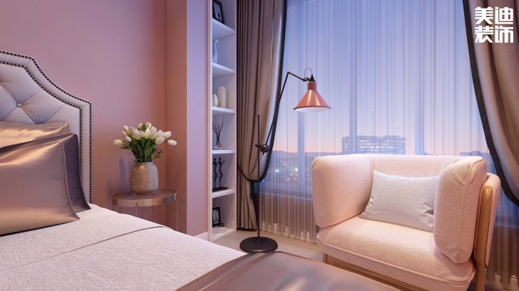 君華御庭87平方米法式網(wǎng)紅風(fēng)格裝修案例效果圖--臥室