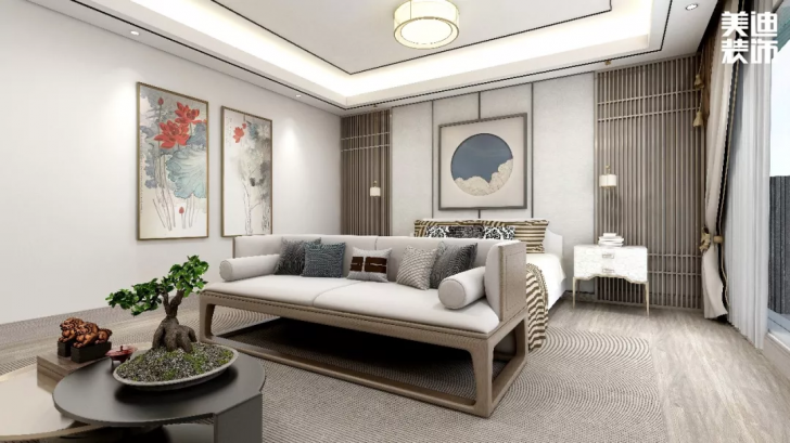 平安象湖風(fēng)情453平方米新中式案例效果圖--臥室