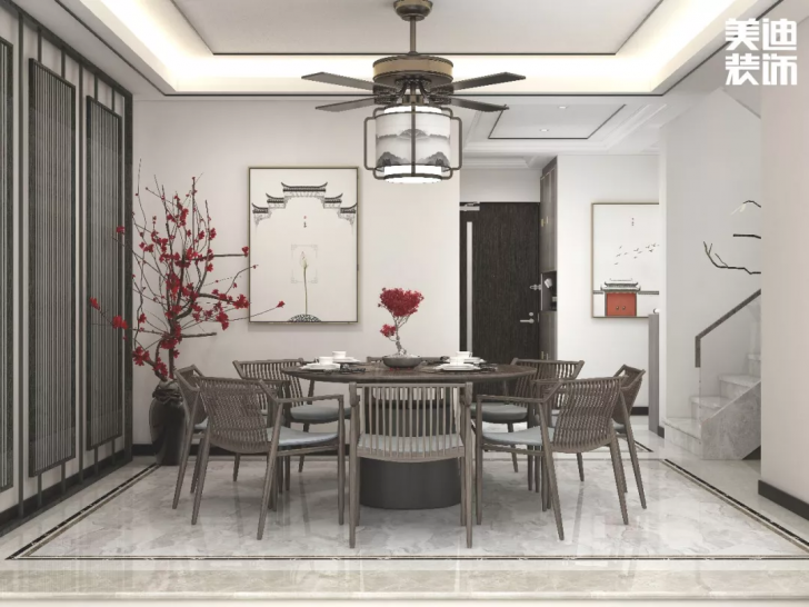 平安象湖風(fēng)情453平方米新中式案例效果圖--餐廳