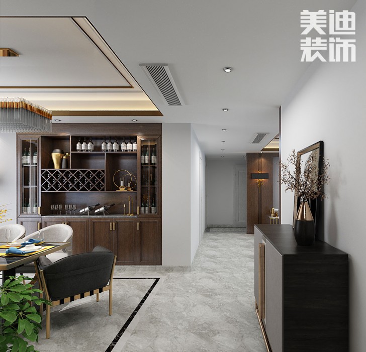 吉首新豪園小區(qū)170平米新中式風(fēng)裝修案例效果圖-過道