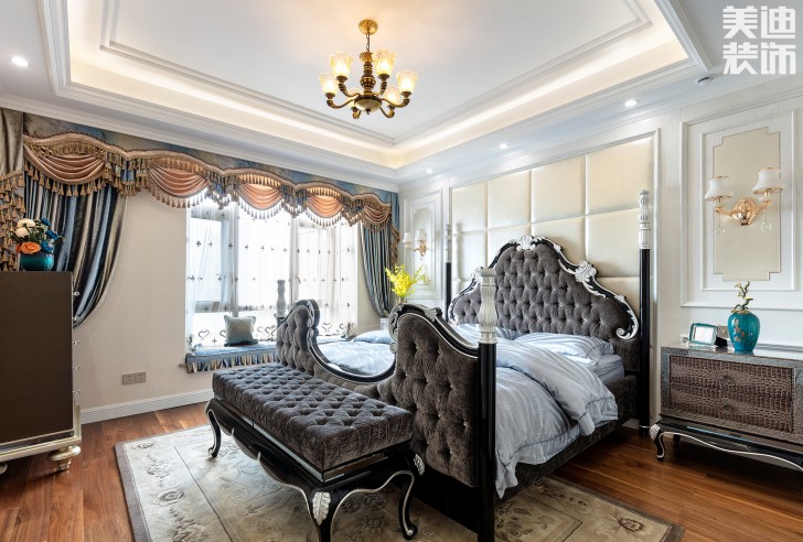 雙灣國際215平米法式輕奢風裝修案例實拍圖-臥室