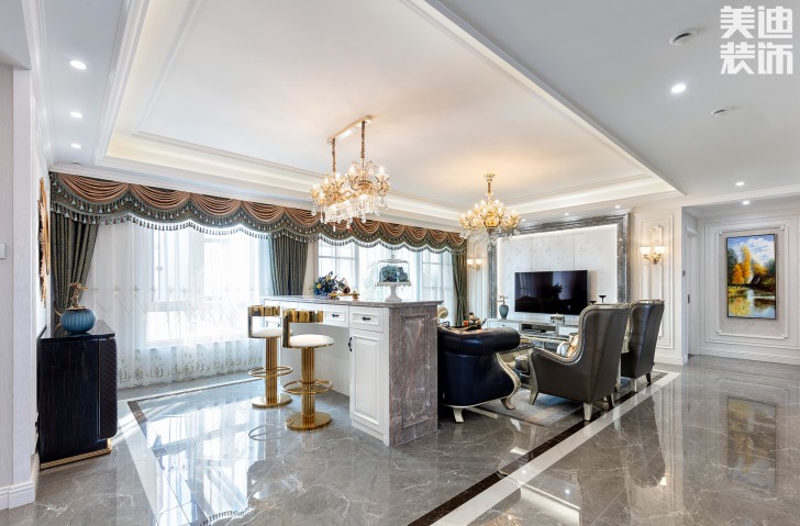 雙灣國際215平米法式輕奢風裝修案例實拍圖-吧臺