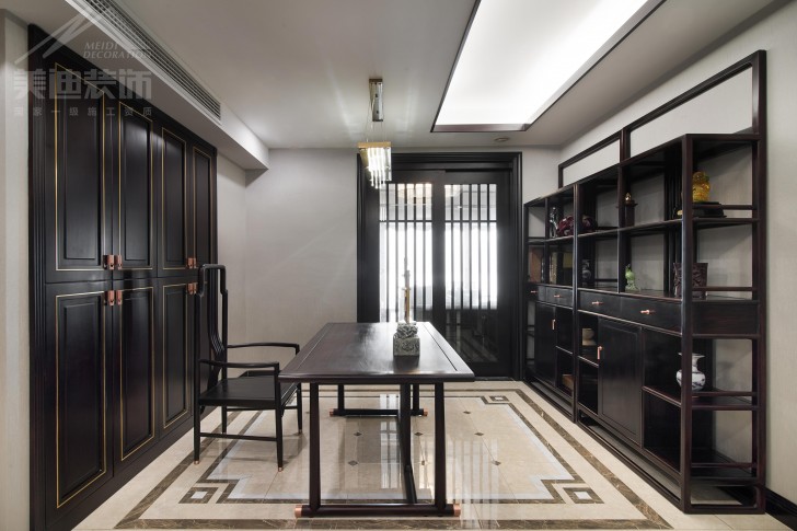 北辰定江洋285平米新中式風(fēng)裝修案例實(shí)拍圖-茶室