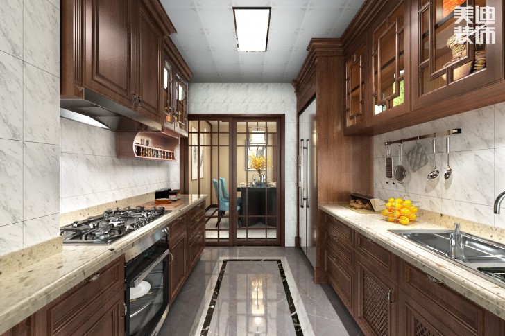 吉首新豪園小區(qū)170平米新中式風(fēng)裝修案例效果圖-廚房