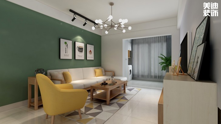 美萊美城市廣場97㎡北歐風格案例效果圖--客廳