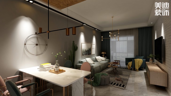 陽(yáng)光城98㎡北歐風(fēng)格案例效果圖