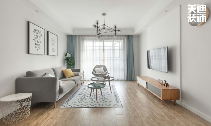 鑫遠(yuǎn)御文臺100平方米北歐風(fēng)格案例效果圖--客廳