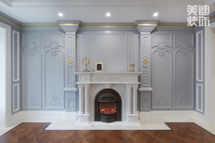 五礦沁園金城300平方米法式風(fēng)格案例效果圖--客廳