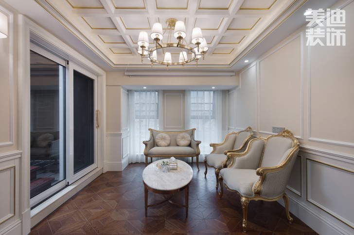 五礦沁園金城300平方米法式風(fēng)格案例效果圖--客廳