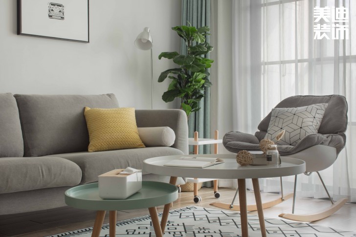 鑫遠(yuǎn)御文臺100平方米北歐風(fēng)格案例效果圖--客廳