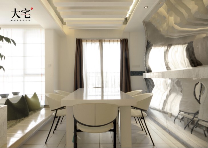 卓越蔚藍(lán)海岸145平方米現(xiàn)代極簡風(fēng)案例效果圖-餐廳