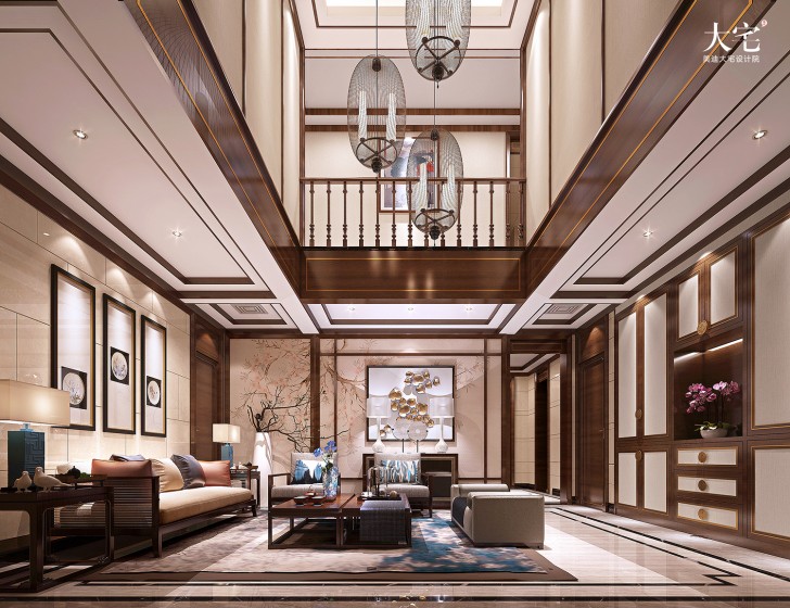 青竹湖聞鶯苑800平方米新中式風格案例效果圖-玄關