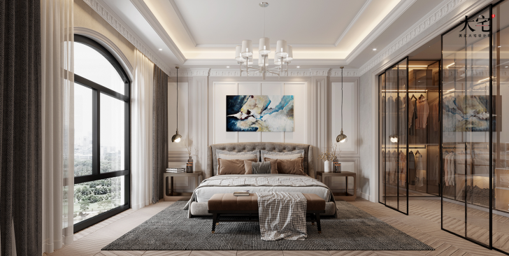 格蘭小鎮(zhèn)430平方米輕奢法式風(fēng)格案例效果圖-臥室