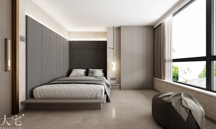 金地社區(qū)45平方米新中式禪意風(fēng)格案例效果圖-臥室