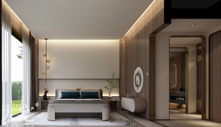 綠城高爾夫小鎮(zhèn)400平方米現(xiàn)代輕奢風(fēng)格案例效果圖-臥室