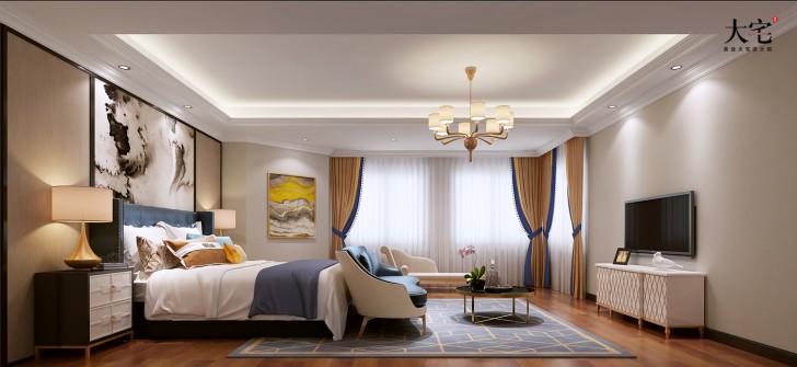 青竹園云樹苑800平方米現(xiàn)代輕奢風格案例效果圖-臥室