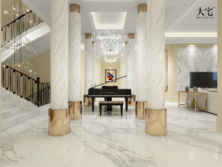 青竹園云樹苑800平方米現(xiàn)代輕奢風格案例效果圖-過道