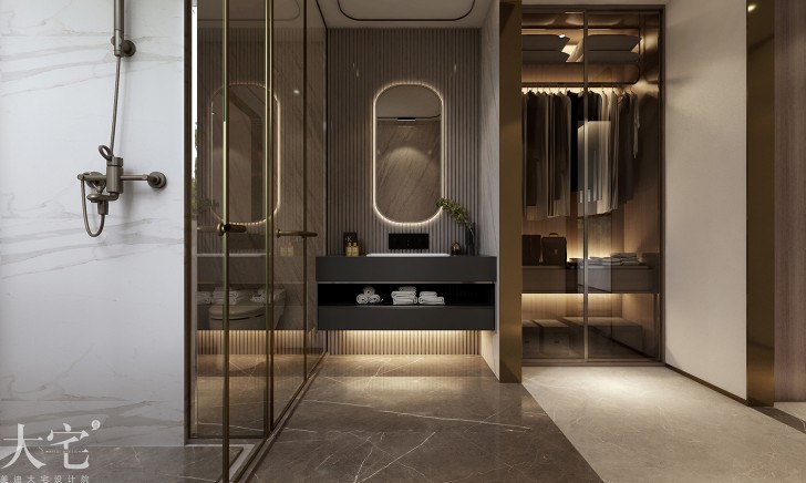 綠城高爾夫小鎮(zhèn)400平方米現(xiàn)代輕奢風(fēng)格案例效果圖-衣帽間