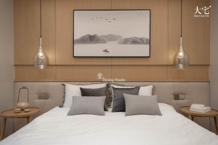 藏瓏390平方米禪意新中式風(fēng)格案例效果圖-臥室