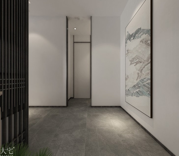 樹木嶺自然公寓120平方米新中式風格茶室案例效果圖-過道