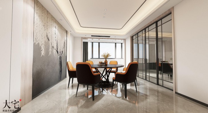 湘江壹號245平方米現(xiàn)代風(fēng)格案例效果圖-餐廳