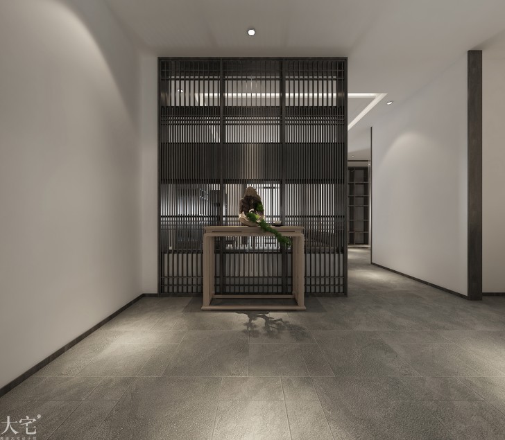 樹木嶺自然公寓120平方米新中式風格茶室案例效果圖-玄關(guān)