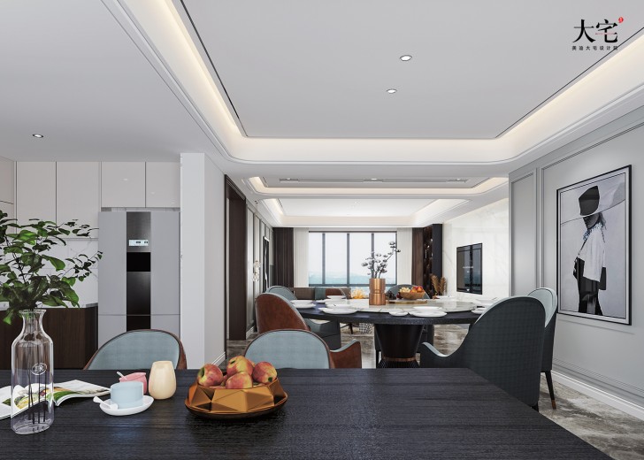 湘江壹號(hào)245平方米意式輕奢風(fēng)格案例效果圖-餐廳