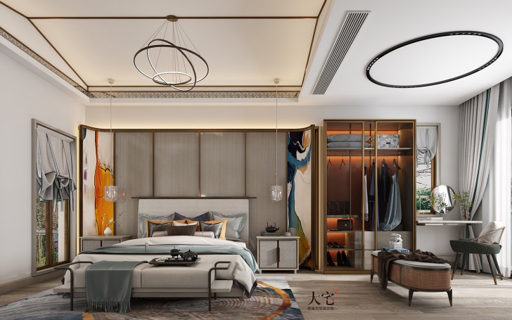 龍湖湘風(fēng)原著260平方米簡(jiǎn)美風(fēng)格案例效果圖-臥室